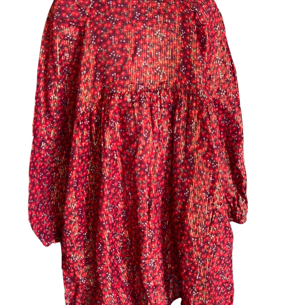 Cat & Jack Dress NWT Girls M Sz 8 Red With Flowers Long sleeve